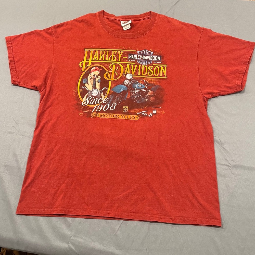 Harley-Davidson T-Shirt XL Red Pin Up Girl Graphic biker